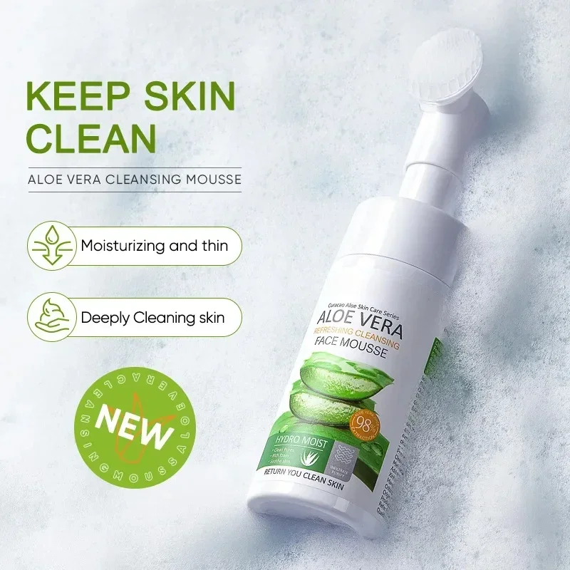 1pcs 120ml Cleansing Mousse Moisturizing Aloe Vera Refreshing Facial Cleanser Face Wash Skin Care Products