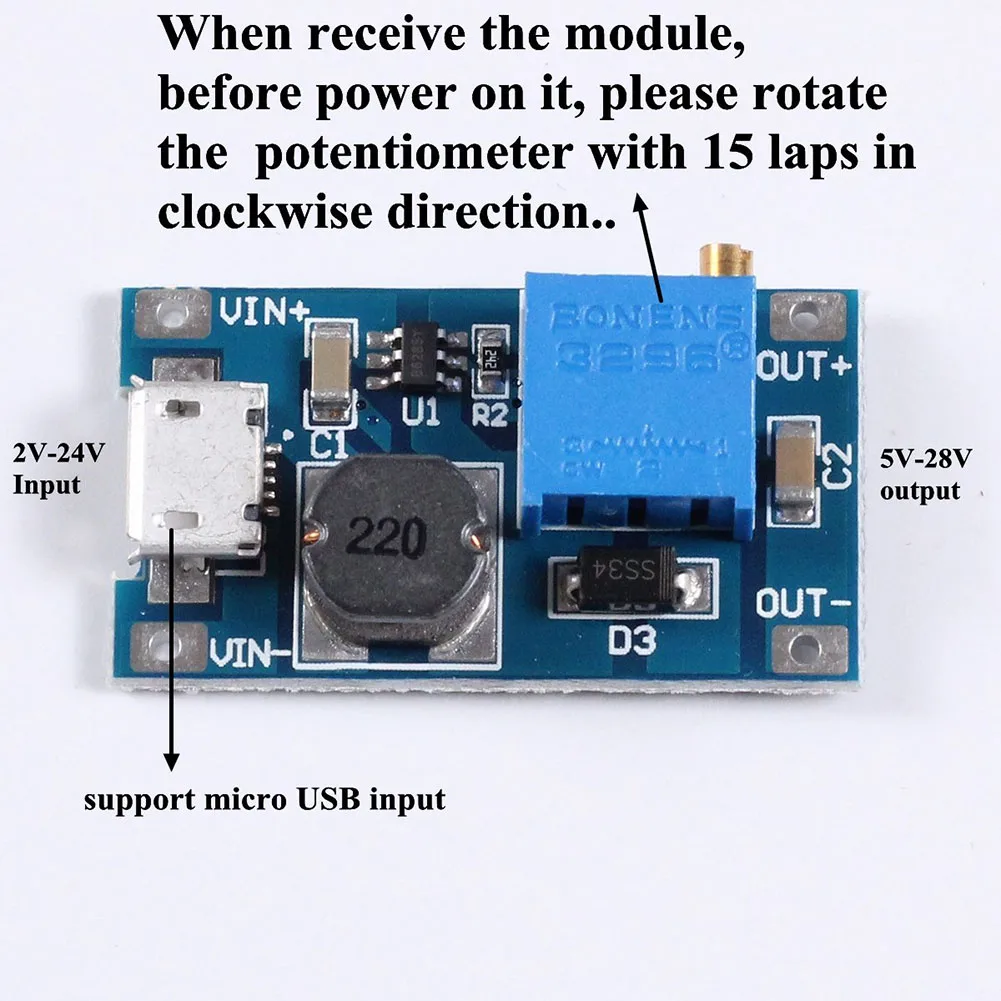 조정 가능한 DC-DC 스텝 업 컨버터 부스터 보드, 최대 출력 28V 2A, 2 V, 24V 부스트, 5 V, 9 V, 12 V, 28V, DC-DC 스텝 업 모듈