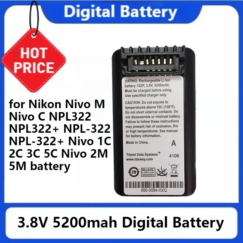 

5200mAh Battery for Nikon Nivo M C NPL322 NPL322+ NPL-322 NPL-322+ Nivo 1C 2C 3C 5C Nivo 2M 5M 3.8V Digital Battery