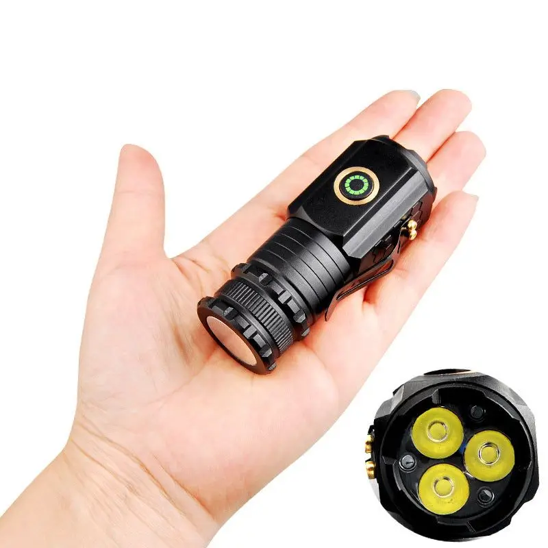 Outdoor Mini flashlight with Strong light and Super Brightness, Portable Rechargeable Lighting, Long-range Multifunctional