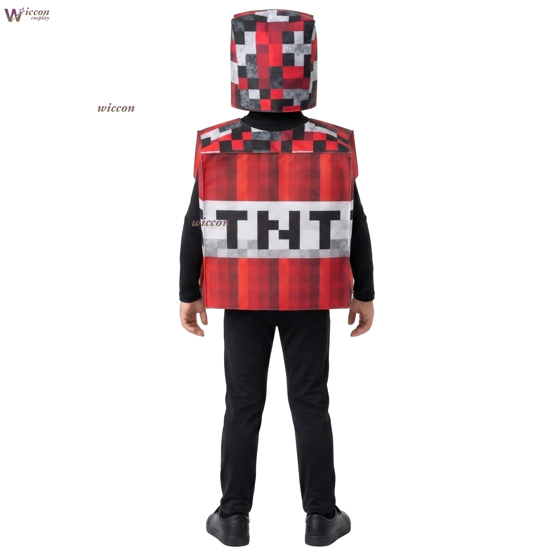 Kids Games My World Cosplay Halloween Kids Block Costume Red White Print Foam Cube Helmet Halloween Party Stage Girls Boys - view 5