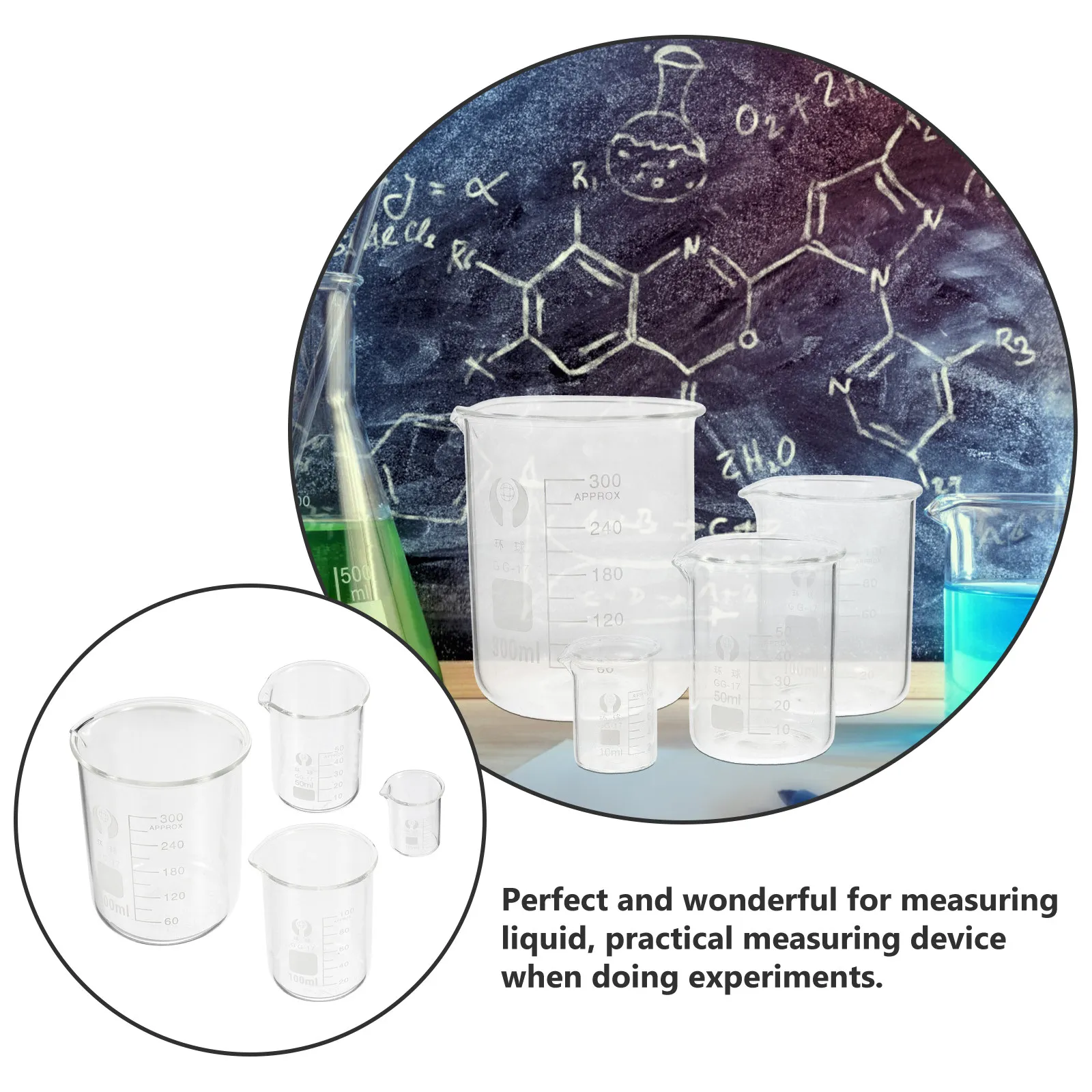 

Набор из 4 термостойких мерных стаканов из стекла (10 мл, 50 мл, 100 мл) с носиком, идеально подходят для химических экспериментов и лабораторий