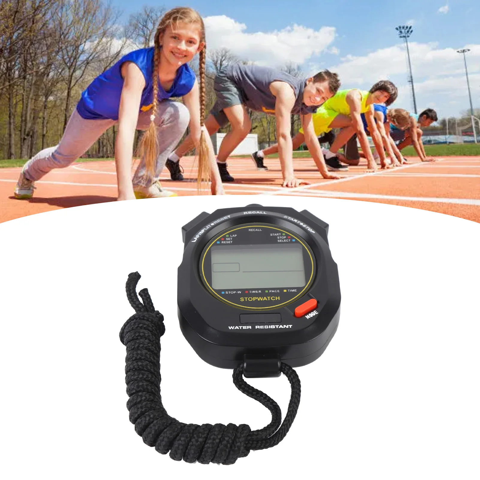 Electronic Sports Stopwatch Timer Date Time Display Metronome Function Digital Sports Stopwatch Timer for Fitness Referee