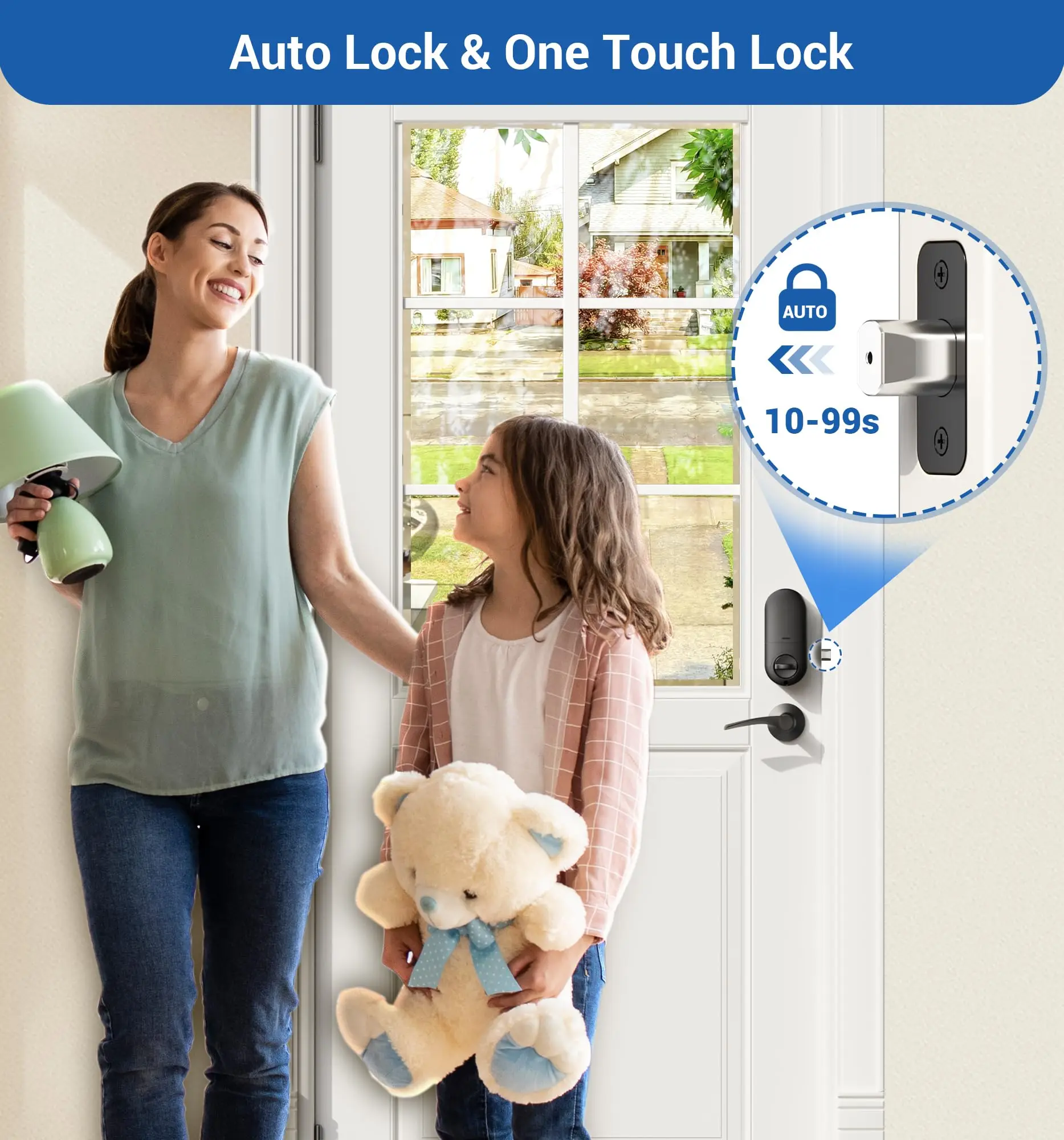 قفل باب ببصمة الإصبع من Veise مع مقابض رافعة، ولوحة مفاتيح ديدبولت إلكترونية بدون مفتاح #5