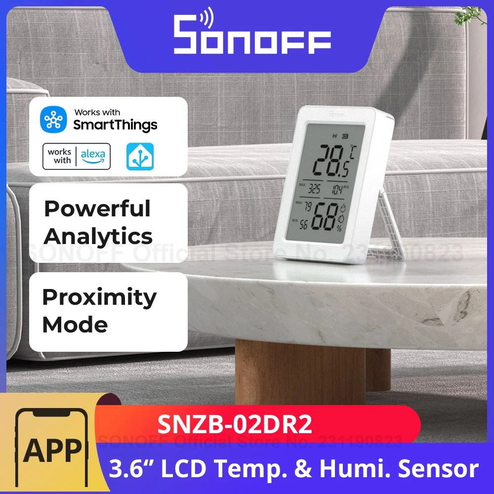 SONOFF AirGuard TH 3.6 ''LCD Zigbee Sensore di temperatura e umidità SNZB-02DR2 App Monitoraggio Analisi avanzata Estremità 24 ore su 24