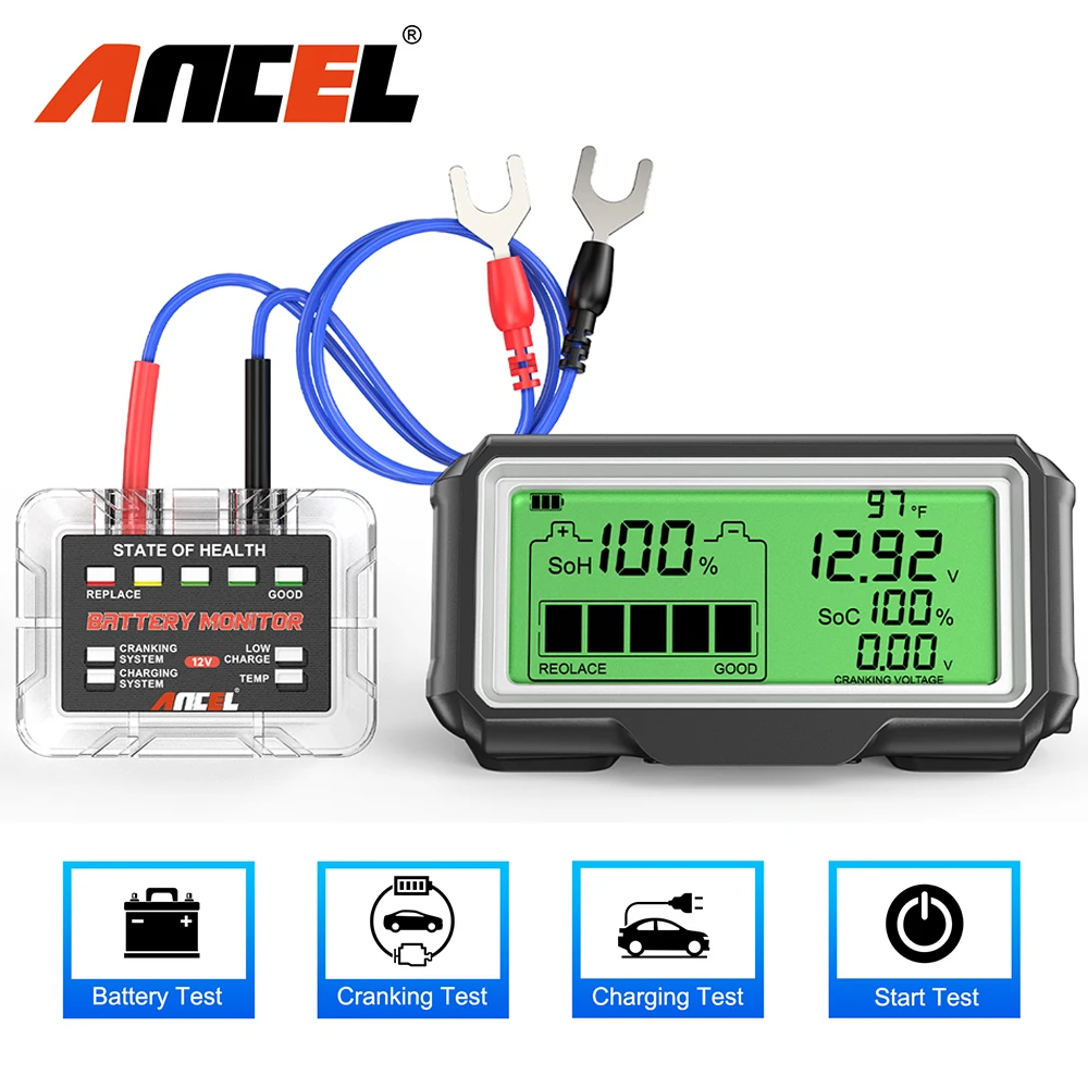 ANCEL BM200 PRO 12V LED Tester per batteria per auto Monitor Head-Up Display tensione di ricarica Test di avviamento strumento per l\'analisi della