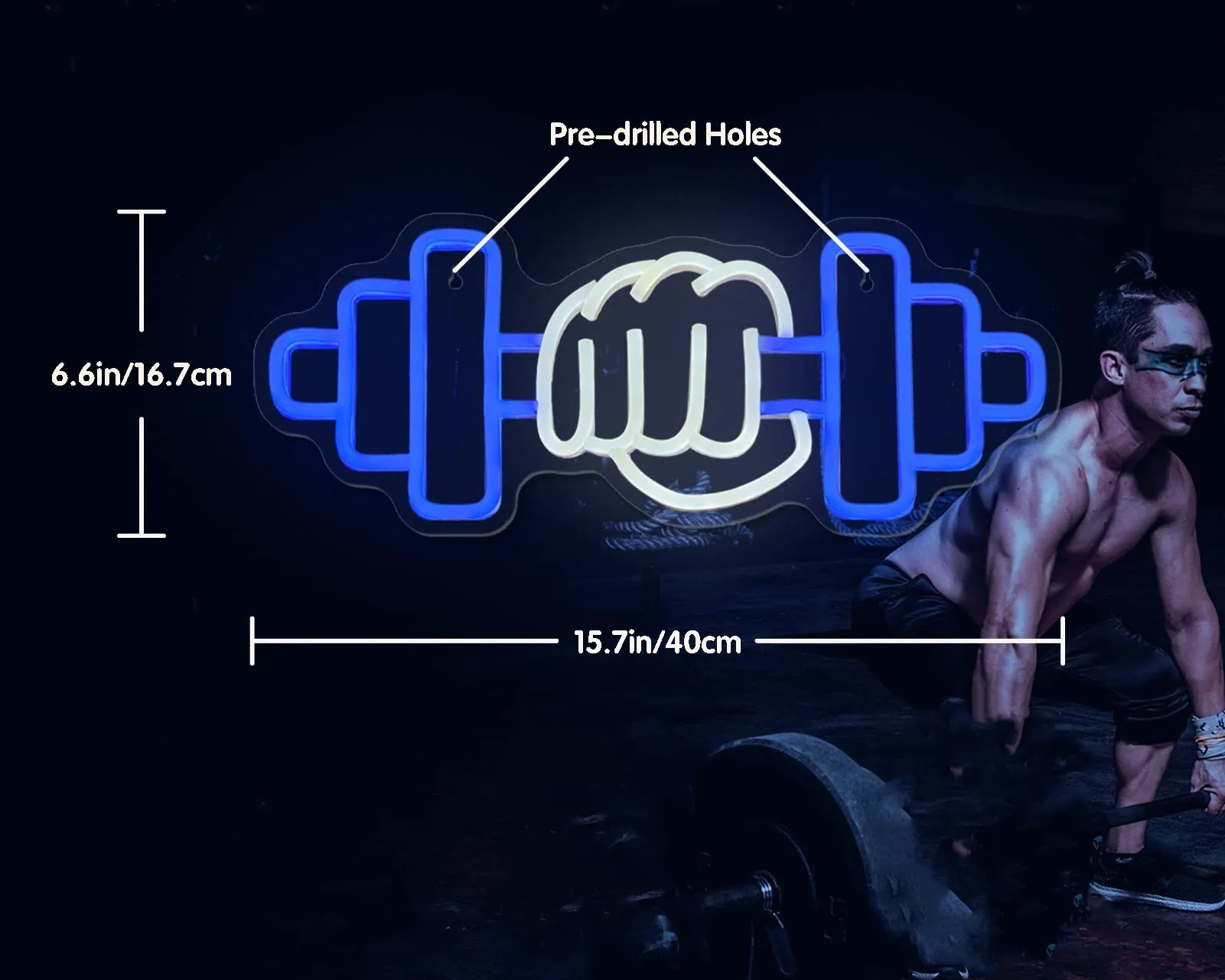 Barbell Neon Sign Dumbbell LED Light Gym Decore Home Wall Decoration for Workout Room Fitness Sport Club Teens Boys Gift