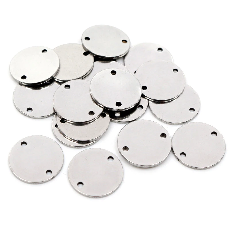 15pc/lot 12mm 15mm No Fade Charms 316 Stainless Steel Round Charms for necklace pendant charms diy jewelry making