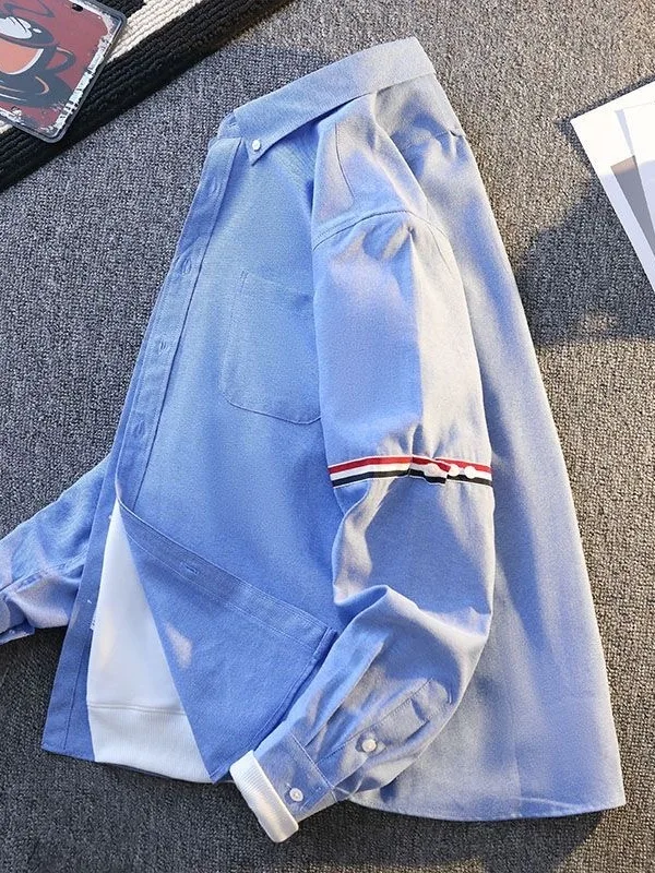 

Japanese Sle Men's Long Sve Casual irt Pure Cotton Ox Weave Belt Iron Free Haome Collar Flip White irt for Men