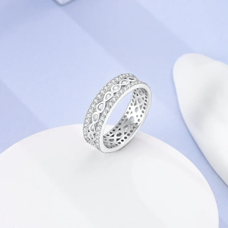 2024 Nuovi Anelli Per Le Donne 925 Sterling Silver Brillante Anello A Catena Cubana Fine Matrimonio di Fidanzamento Di Compleanno Gioielli Regali