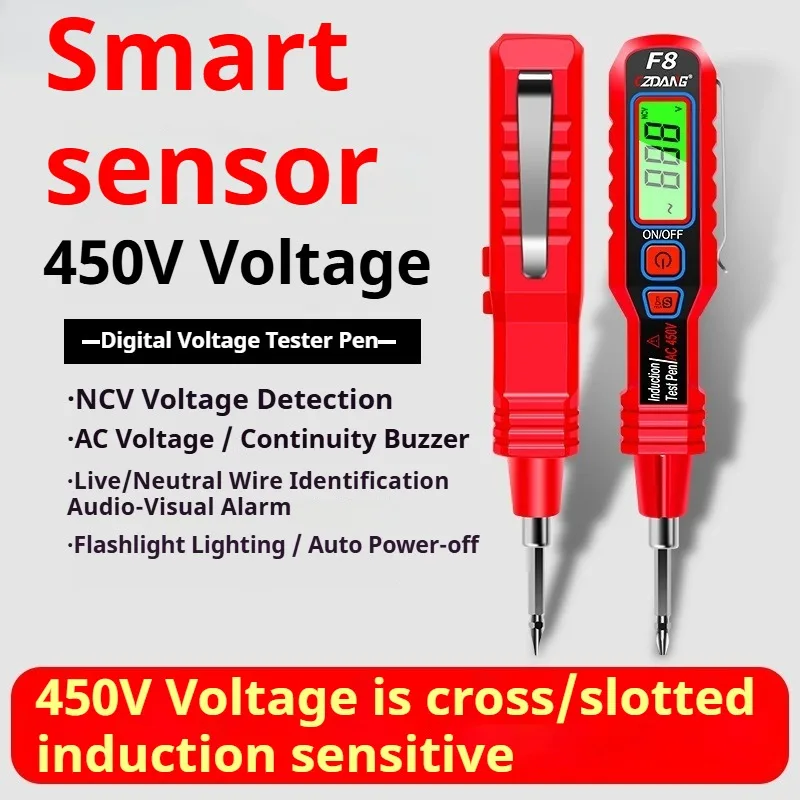 Non-Contact Voltage Tester Pen LED Flashlight Digital Voltage Detector Auto Power Off Dual Color Display Electrical Instruments