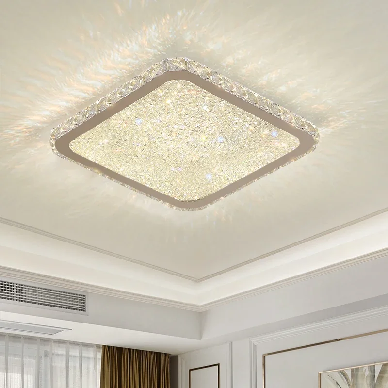 LED circular crystal ceiling light, minimalist modern bedroom, luxurious living room, ultra-thin ceiling light