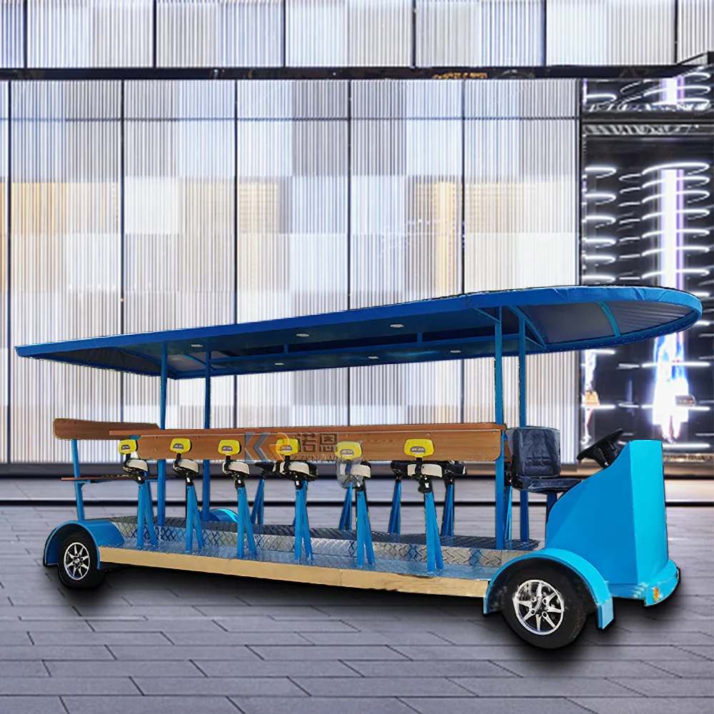 Luxury Leisure Fitness Sightseeing Bar Cart เหยียบไฟฟ้า Dual Power โทรศัพท์มือถือเบียร์รถเข็นผู้เล่นหลายคนขี่ Coffee Cart Party Car