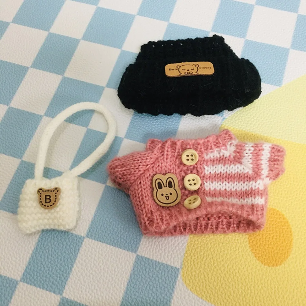 

Для Labubu V1 V2 Idol, милая кукольная одежда, модный свитер, аксессуары для сидения, розовый, белый полосатый свитер, чашка, одежда