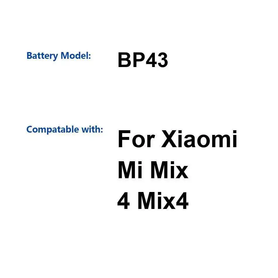 

BP43 2250 мАч аккумулятор мобильного телефона высокой емкости для Xiaomi MI Mix4 Mix 4