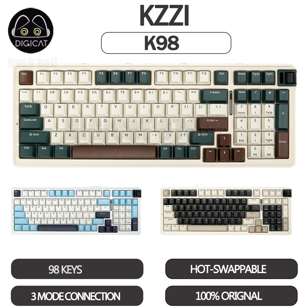 

KZZI K98 Gamer Mechanical Keyboard 3Mode USB/2.4G/Bluetooth Wireless Keyboard Hot-Swap 98key RGB Backlight Gaming Keyboard Gift