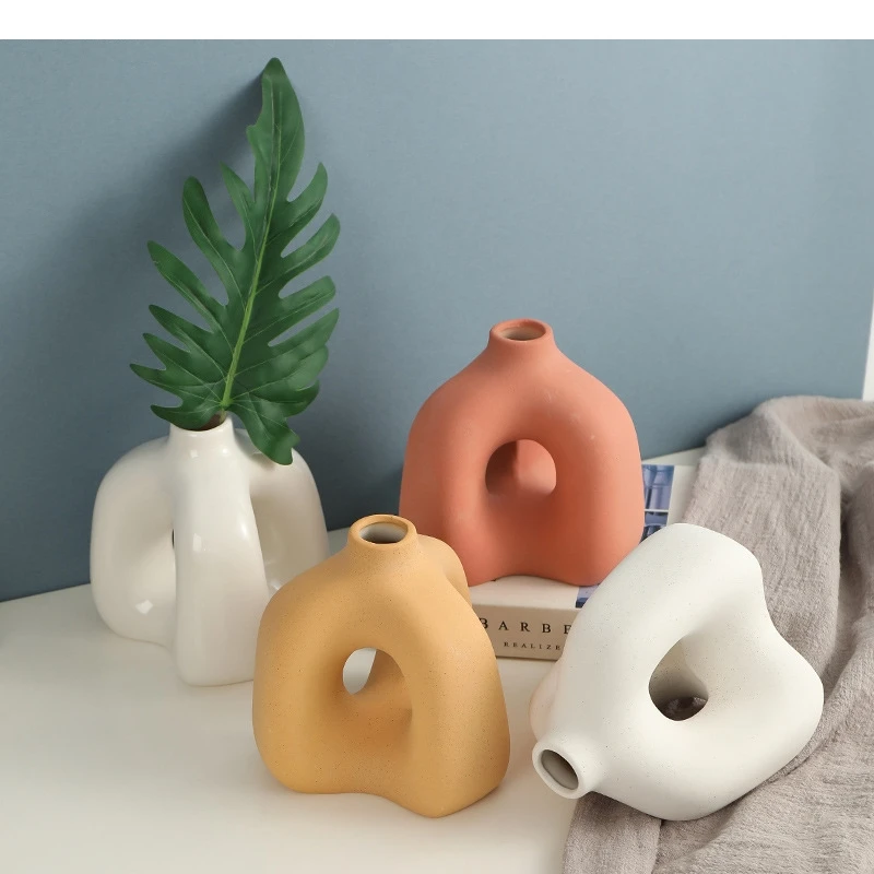 Nordic Ceramic Vase Living Room Porch Decor Handicraft Ornaments Dried Flower Arrangement Home Decoration