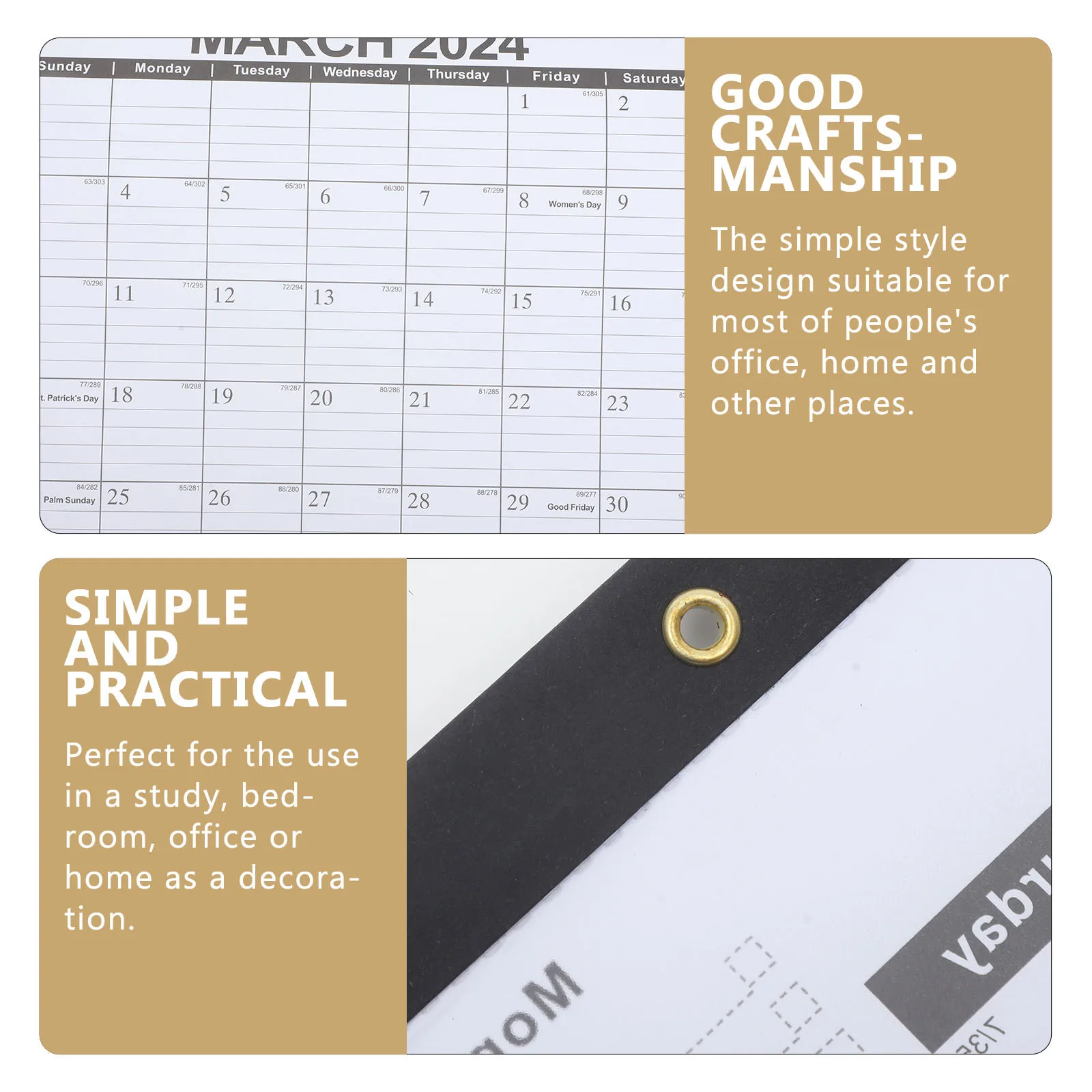 

1pc 2023 Wall English Edition Note-Taking Paper Calendar For Office Home Study Simple Hanging Calendar 2023-2024