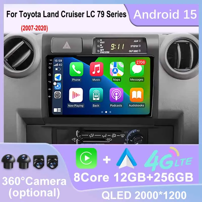 

9" Android 15 For Toyota Land Cruiser LC 79 Series 2007-2020 Autoradio Carplay Multimedia Player Car Radio GPS Bluetooth WIFI 4G