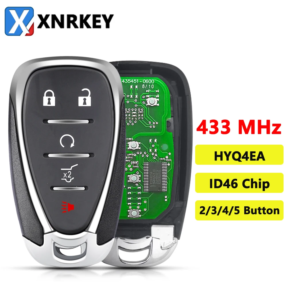 

XNRKEY Smart Remote Car Key ID46 Chip 315/433Mhz for Chevrolet Cruze Spark Camaro Equinox Malibu2017-2018 HYQ4AA HYQ4EA Key