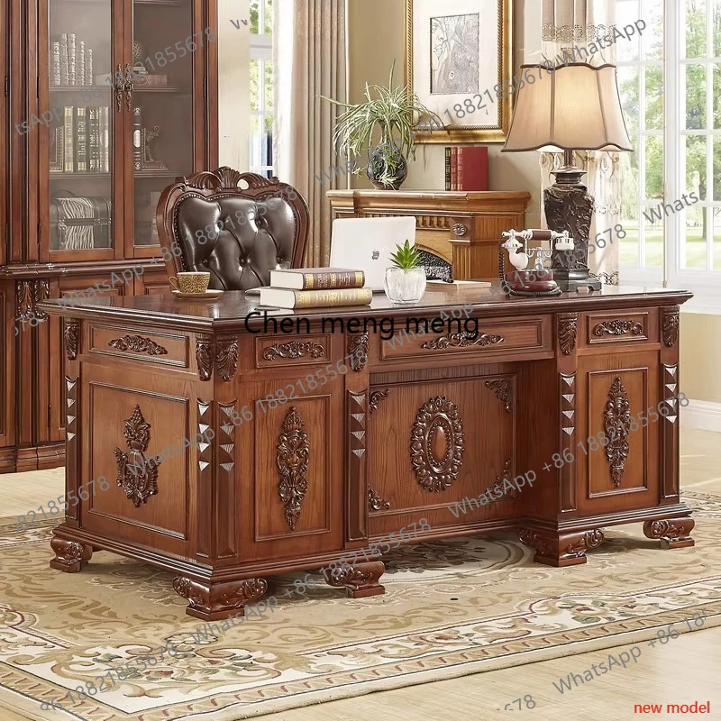 

Стол из цельного дерева для домашнего использования, ретро-стол с резьбой, компьютерный стол, стол для каллиграфии F132