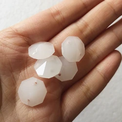 White Opal Glass Crystal Octagon Beads 2 Holes 14MM Octagon Beads With Pendant Crystal Prism Pendnat Crystal Decoration