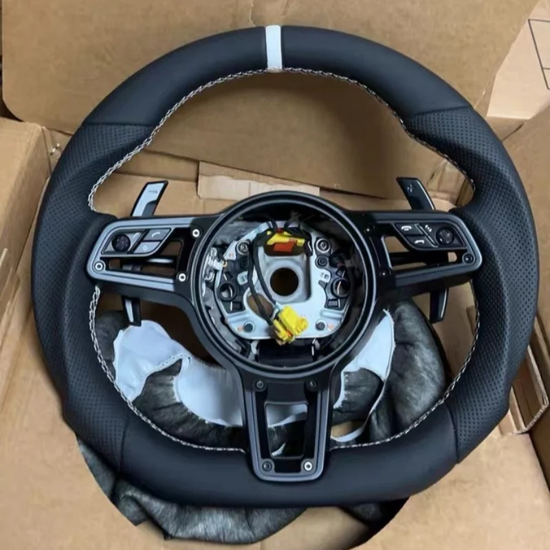Custom Leather For Porsche Panamera Cayenne Macan Taycan Carrera Cayman 911 992 997 970 971 955 958 987 718 Steering Wheelel