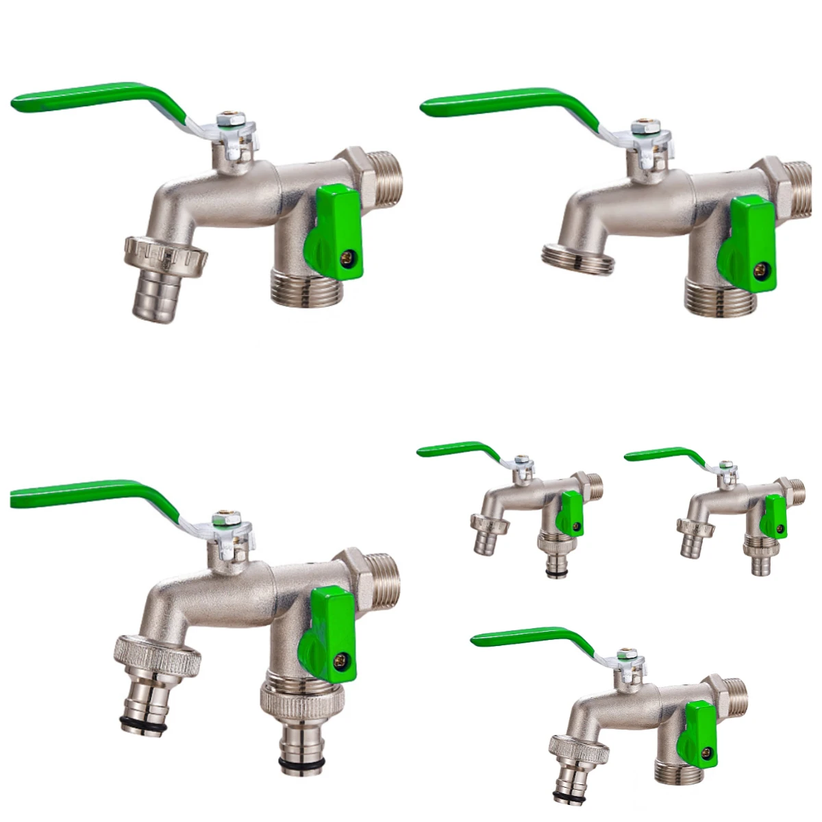 

faucet Green 1pcs Gardening zinc alloy faucet one in two out 4 points
