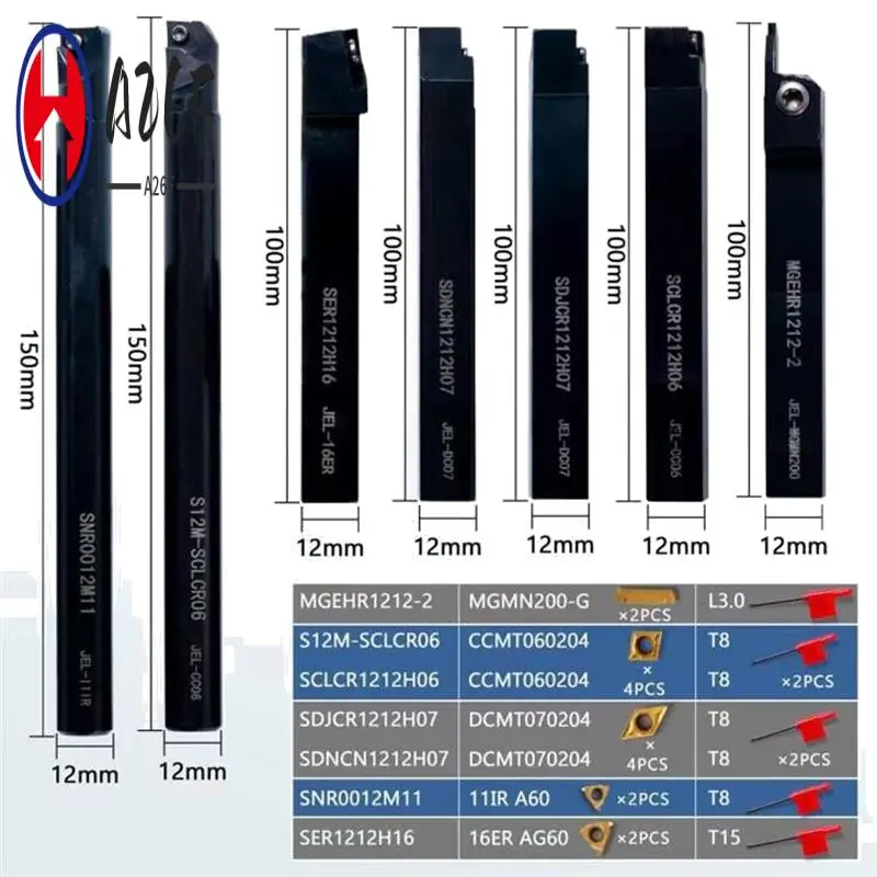 

A26F-Lathe Threading Tool Set - Turning Shank Boring Bars With Indexable Carbide Inserts