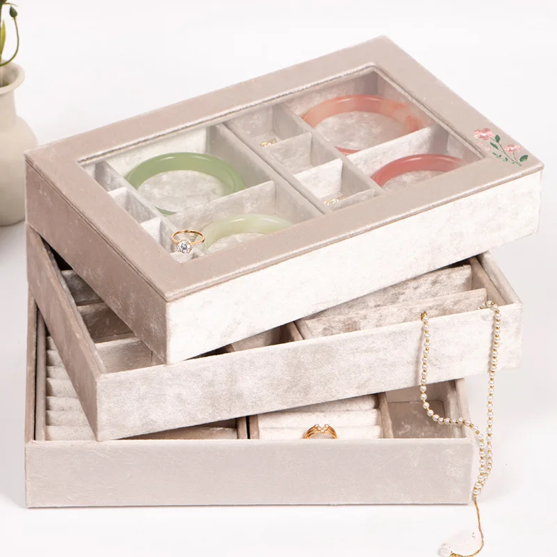 Flannelette Jewelry Storage Box Household Multilayer Multifunctional Jewelry Tray Large Capacity Accessories