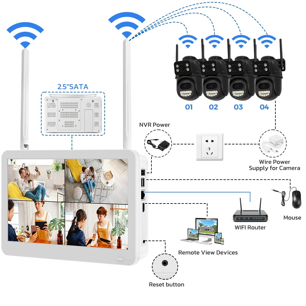 Bezprzewodowy system CCTV 3K Zestaw kamer WiFi Kamery IP 6 MP z podwójnym obiektywem Bezpieczeństwo Audio 8CH NVR Zestaw do nadzoru wideo Aplikacja