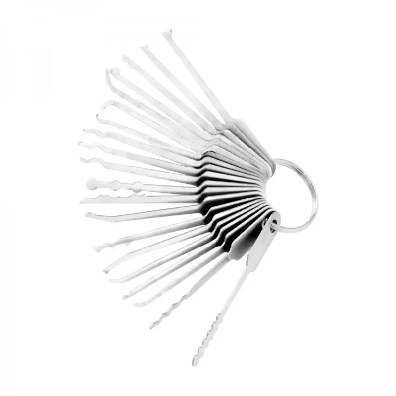 Portable Keychain 21pcs Compact Lock Pick Set Keyring Anti Rust Multi Tool Kit Mini Hooks Key Remover for Locksmith Door Opener