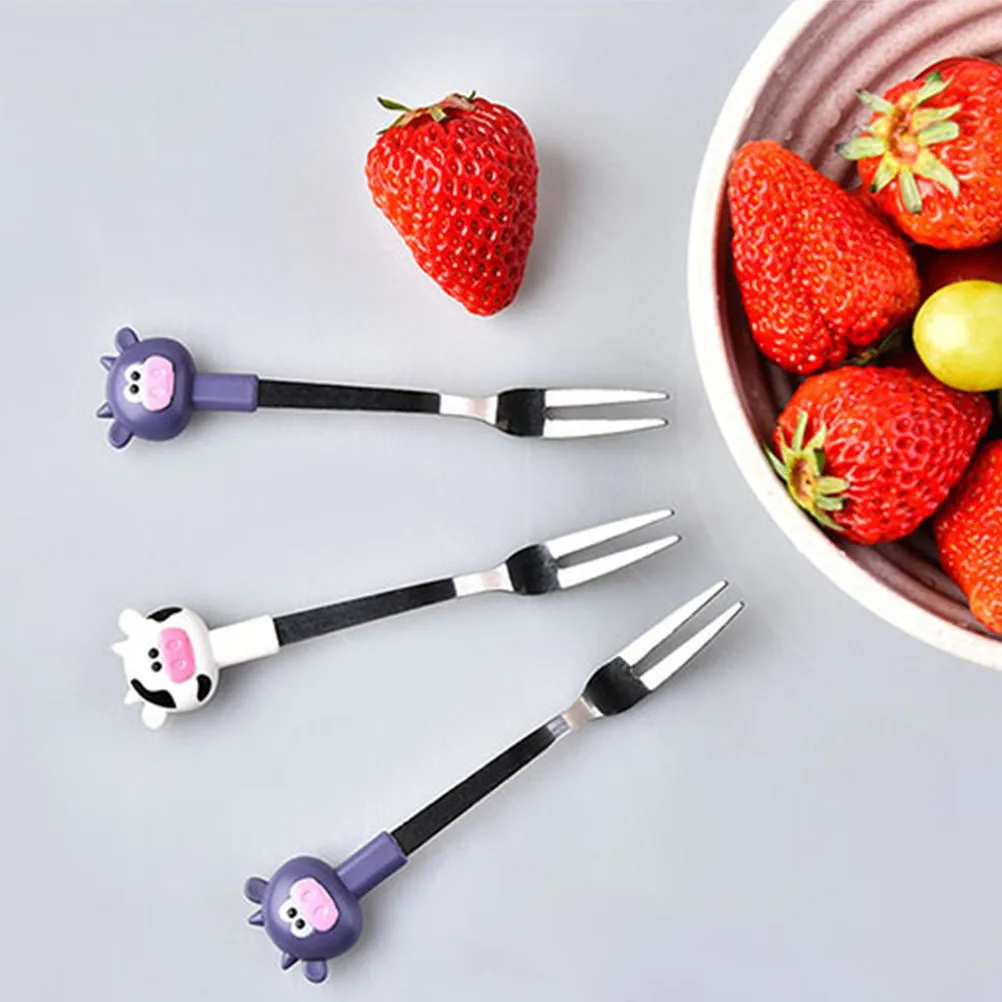

2 set Calf Design Stainless Steel Fruit Forks Set With Holder For Dessert Cake Appetizer Seafood Party Home Tableware Kitchen