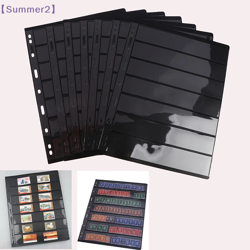10Pcs 7 Grid Postage Stamp Album Pages Coin Collection Stamps Holder loose-leaf Loose-leaf Stamp Book Banknotes〔Sum2〕