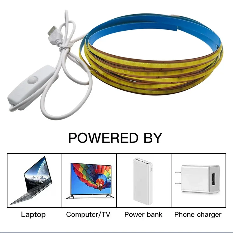 1M 2M światło pasek COB LED 5V o wysokiej gęstości światło liniowe elastyczne taśma LED do dekoracji pokoju 3000K 4000K