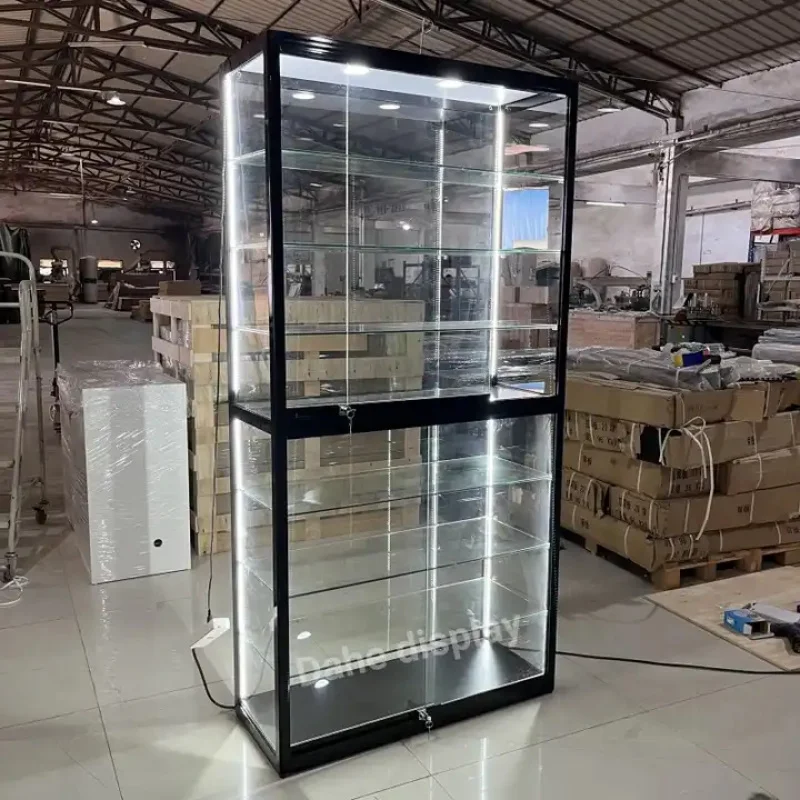 custom.Multi Function Modern Showcase with Led Lights Display Tall and Large Glass Display Cabinet