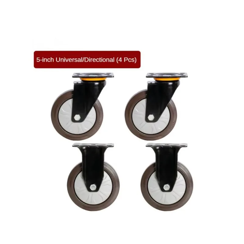 4 Pcs/Set 5 Inch Casters Heavy Duty Wheel Universal Flat Rubber Trolley Silent Directional Brake Furniture Wheel Load 380KG