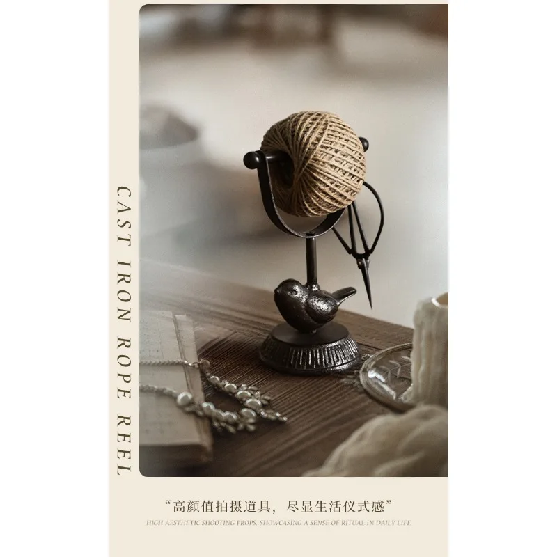 زخرفة إطار حبل القنب المصنوعة من الحديد الزهر، دعائم عرض نافذة تزيين حديقة البكرة #6