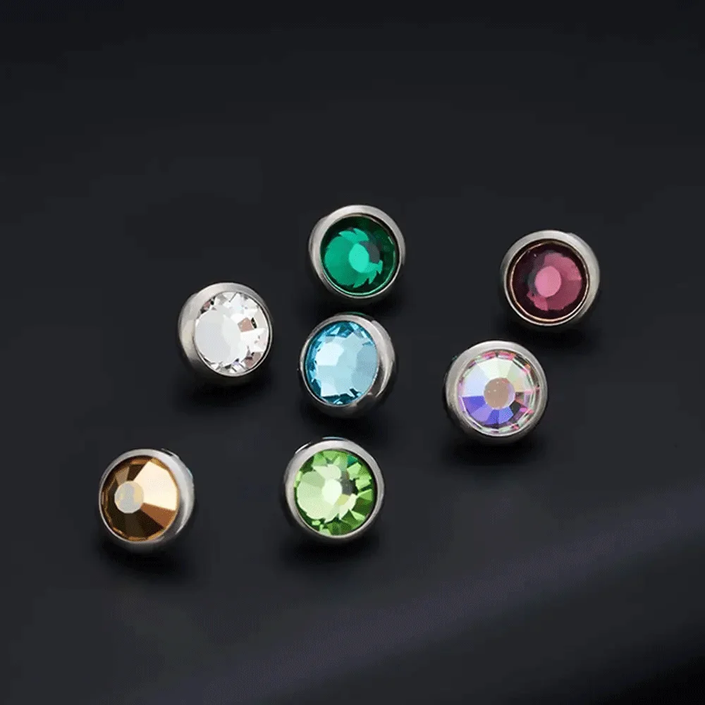 Fashion ASTM F136 Titanium Nose Piercing 5A Zircon Stones Earrings Internal thread Labret Lip Studs Ear Cartilage Tragus Jewelry