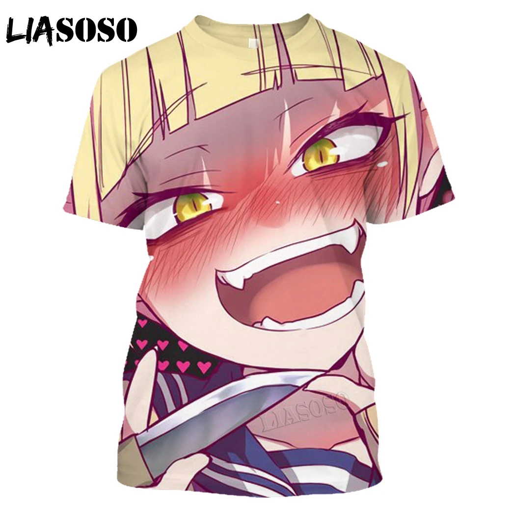 Fashion Japanese Anime Girl Himiko Toga Short Sleeve 3D Printing T-shirt Casual Round Neck Top Oversize Men Women Girls Clothing