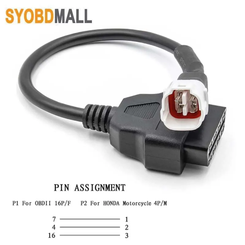 Motorcycle OBD 4 Pin Cable for Yamaha 4Pin Female Plug Diagnostic Scanner 4P To OBD2 16 Pin Convert Adapter for Yamaha ATV Motor