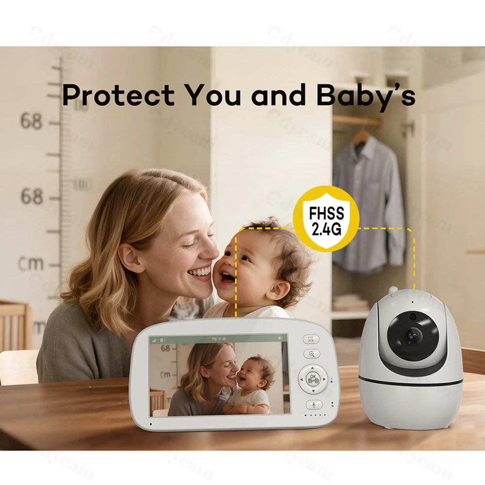 VBABM Baby Monitor Camera Night Vision,5'' Display High-capacity battery,Pan-Tilt-Zoom Video Baby Monitor,2-Way Talk Lullabies view 6