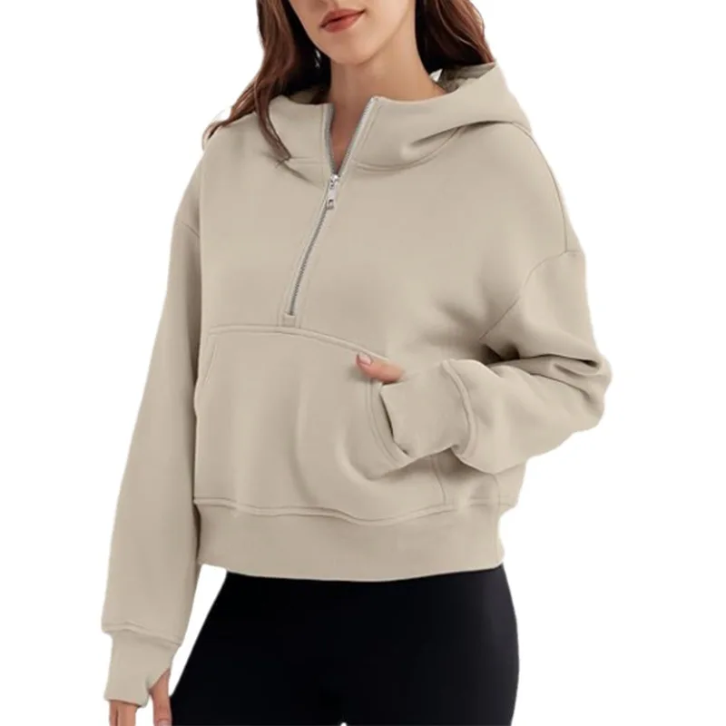 2024 New Women's Autumn and Winter Zipper Long Sleeve Loose Hooded Sweater