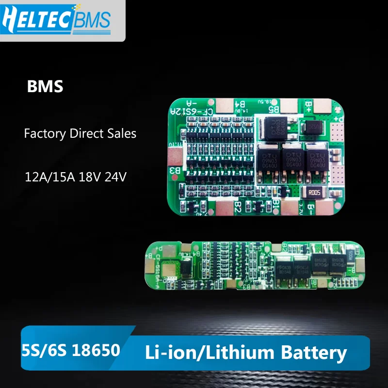 5S 12A/6S15A 18V 24V Lithium Protection Board For 5/6 Pack 18650 PCB BMS Li-ion Battery Cell Module