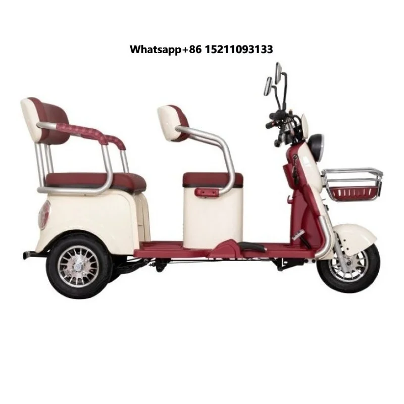 Factory New Stylish Folding Electric Tricycle with Basket Seat 3 Wheel Two Seat Adult Open Body 30-50km Range