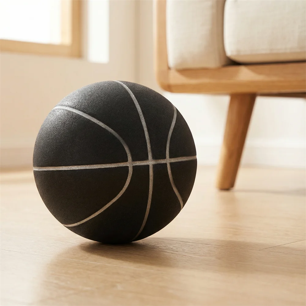 Silent Basketball Noise-Free Bouncing Size 3/5/7 Ball PU Foam Soft Indoor Mute Basketball for Kids Playing Shot with Wall Hoop