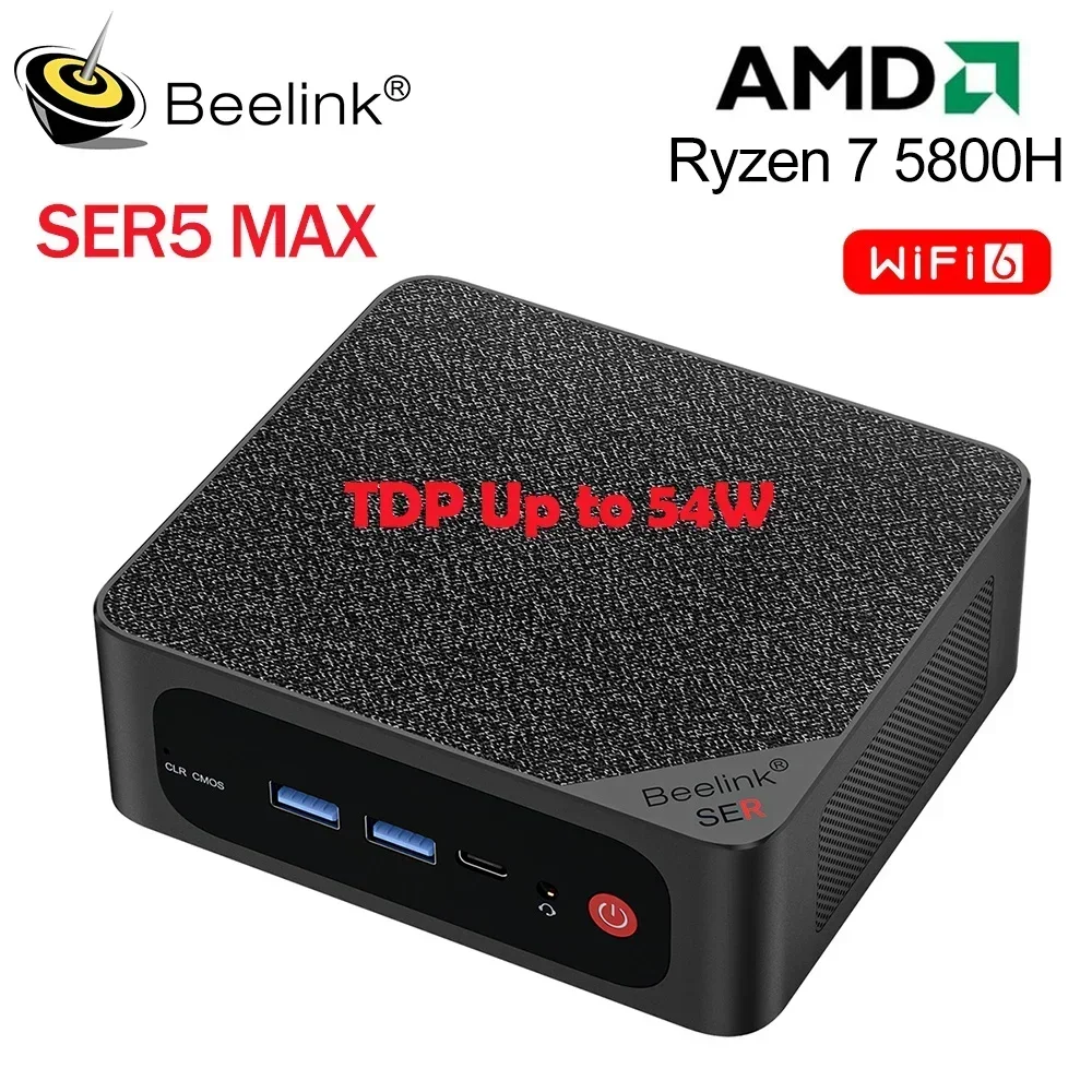 New! Beelink Mini PC SER5 Max AMD Ryzen7 5800H DDR4 16G 500G NVME SSD 32G 500G SER5 Pro 5850U WiFi6 4K Type-C Gaming Mini Comput