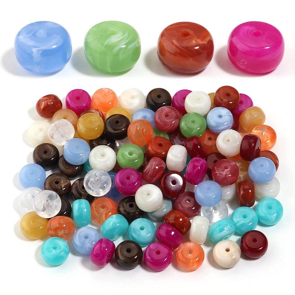 20pcs/lot Wheel Shape Acrylic Beads Colorful Loose Spacer Beads For Jewelry Making DIY Necklace Bracelet Keychain Accessories view 3