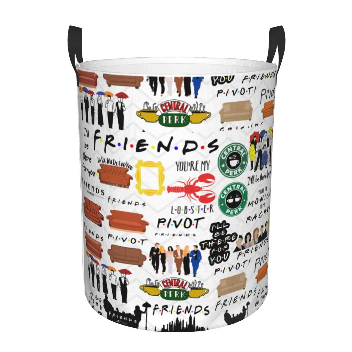 Custom Vintage Friends Symbol Collage Laundry Hamper Large Storage Basket TV Show Girls Boys Toy Organizer