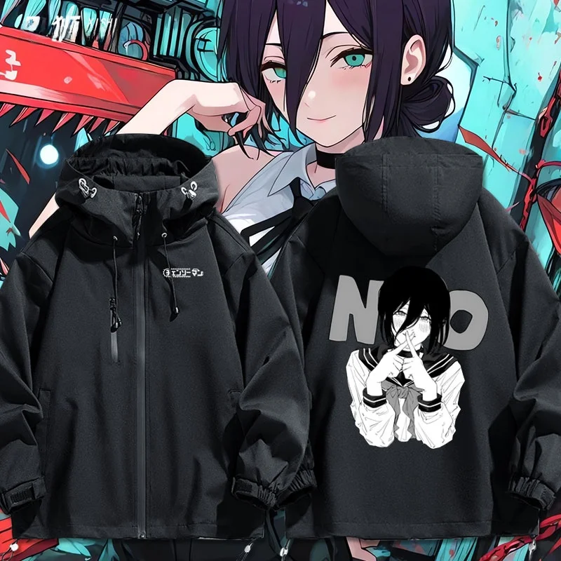 

Loose ex Sawman Manga Surrounding Jaet Tee-in-One Windproof Casual Sle Polyester Fiber Long Sve Zipper Closure H...